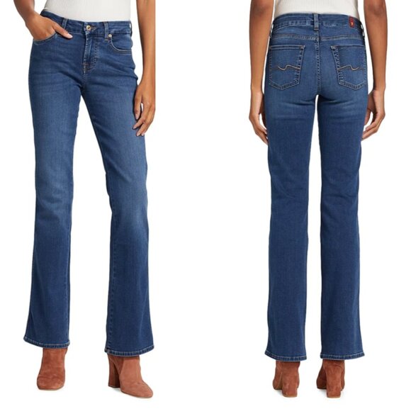 7 for All Mankind Kimmie Bootcut Mid Rise Zip Fly Dark Wash Jean EUC - 30 - Picture 1 of 13